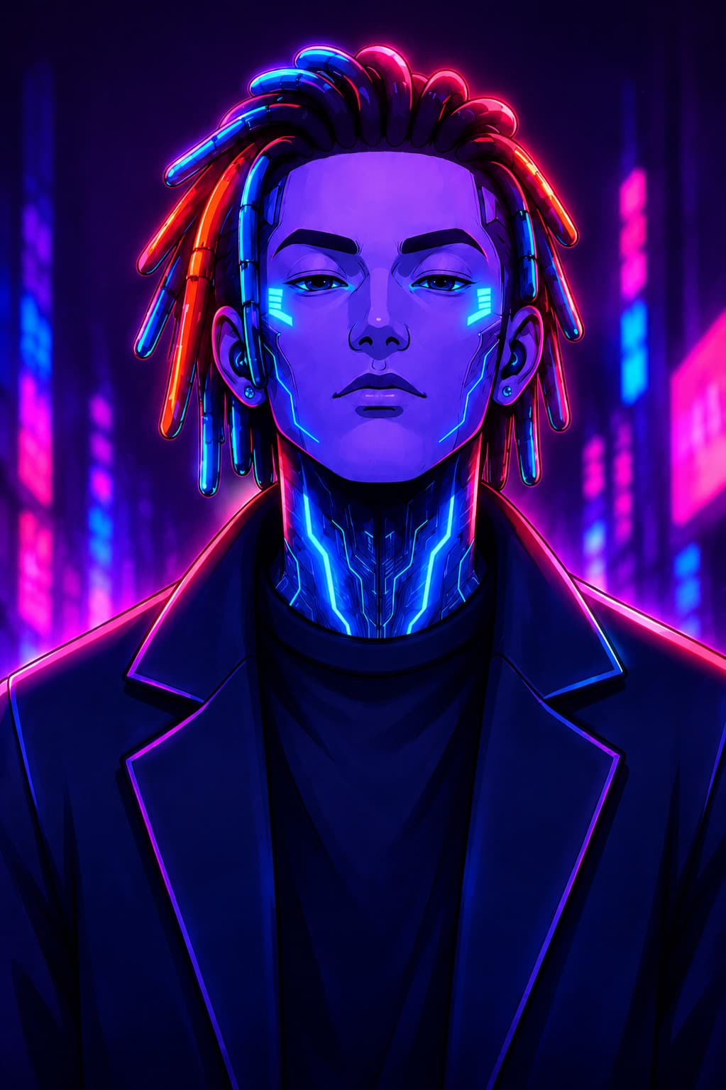 Neon cyberpunk portrait of Chaosdev